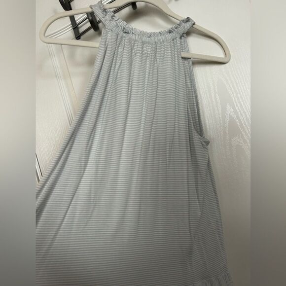 Loft Striped Ruffle Halter Flounce Top Size Large NWOT blue white - Picture 7 of 13